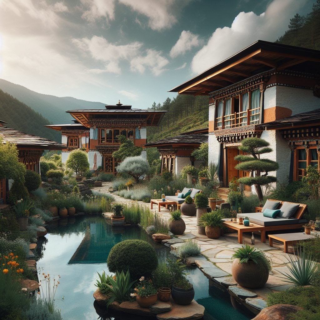 Bhutan Spiritual Retreat Villas With Meditation Garden Pool