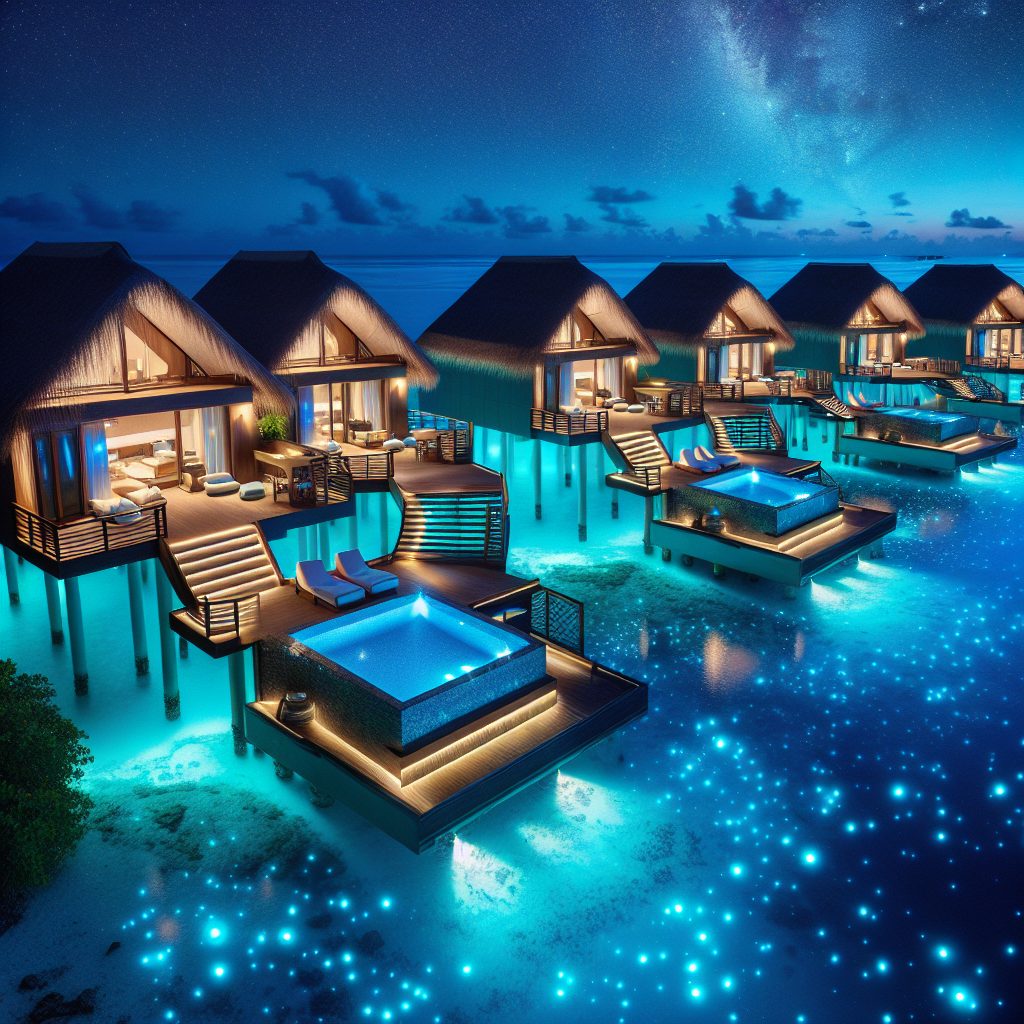 Maldives Bioluminescent Lagoon Villas With Infinity Pool Night Glow