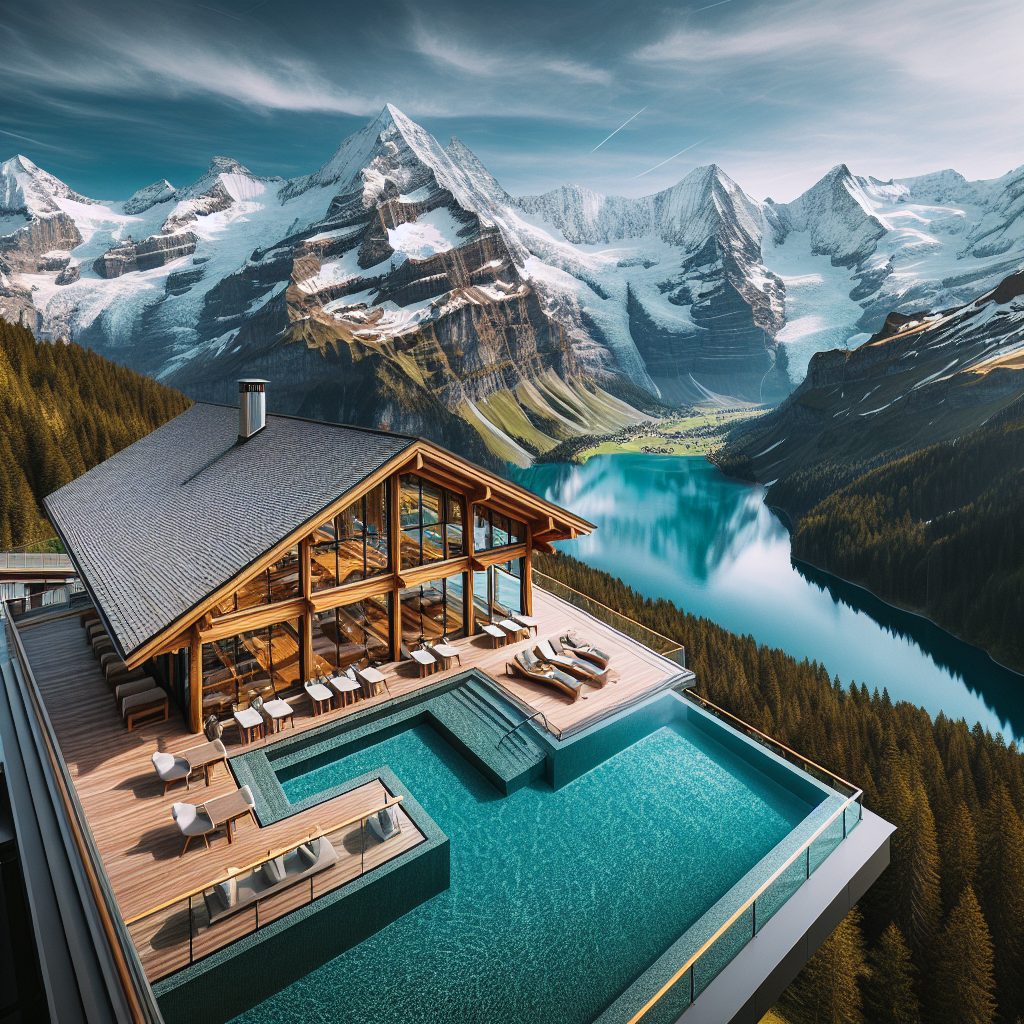 Switzerland Alpine Peak Resorts With Glass Chalet Infinity Pool Experience